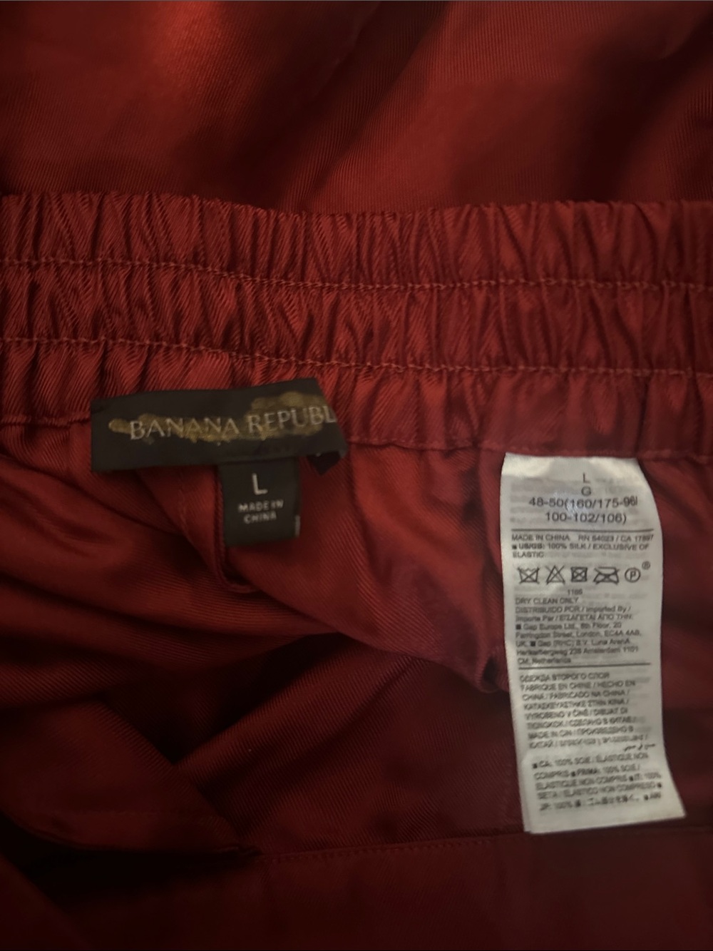NEW! Banana Republic Red Embers Arabella Tie-Hem Silk Pant - Large  🗞️ - Picture 5 of 5